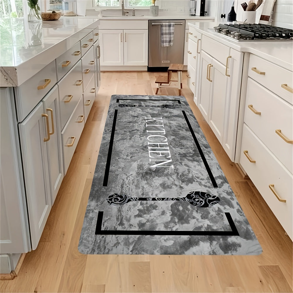 Farmhouse Kitchen Runner Rug Water-Resistant Braided Polyester Non-Slip Mat