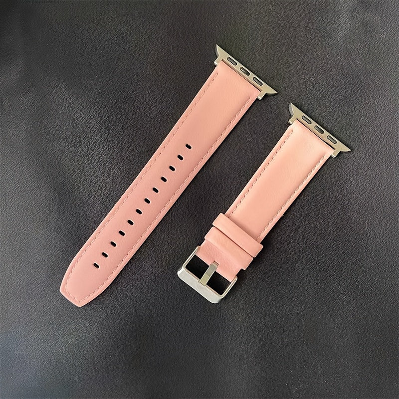 Calfskin Leather Watch Band for Apple Watch Series 38mm 40mm 41mm 42mm 44mm 45mm 49mm with Deployant Clasp