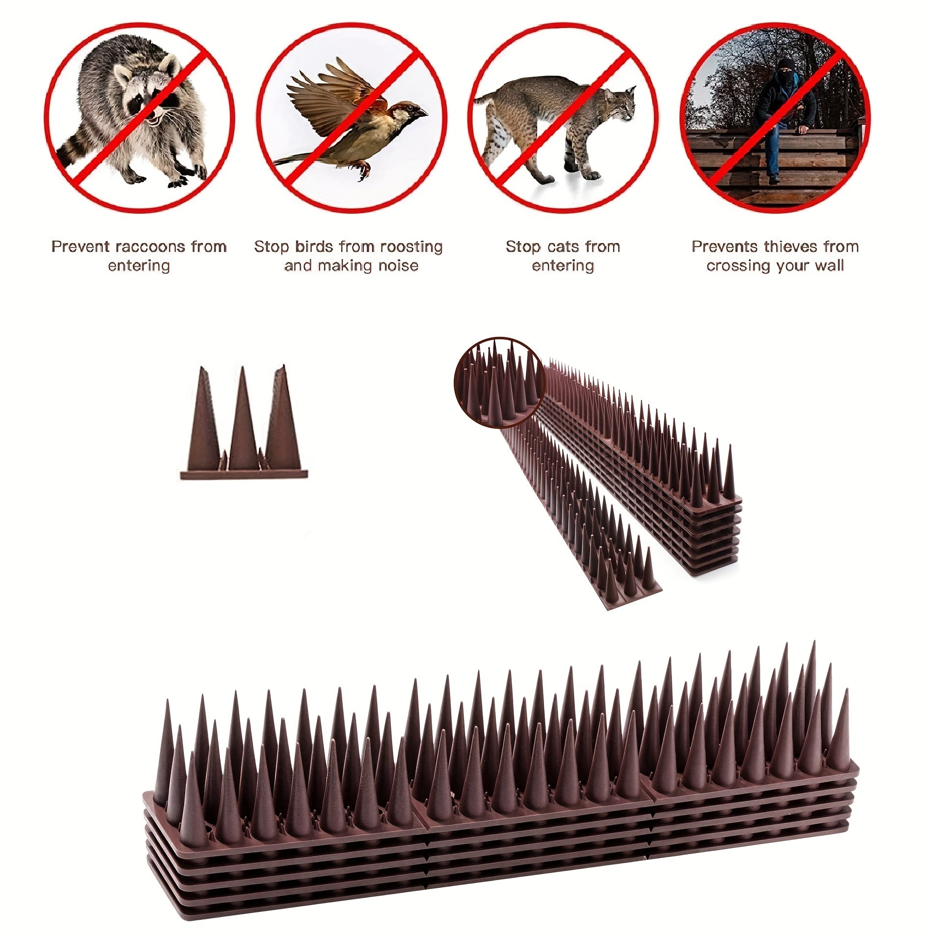 Plastic Bird Spikes for Outdoor Pest Control 20-60cm Fence Deterrent Spike