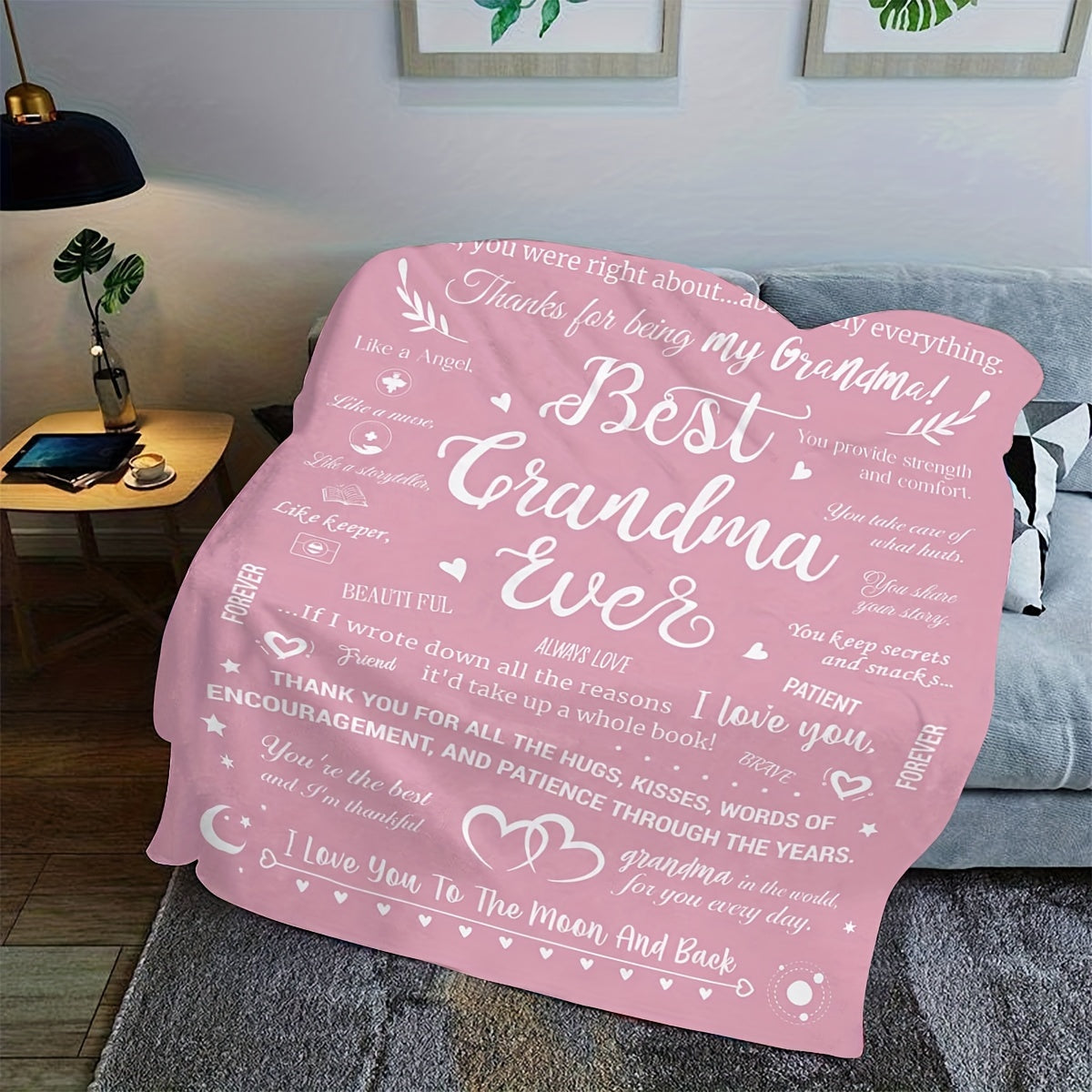 Best Grandma Ever Fleece Throw Blanket Soft Lightweight Breathable All-Season