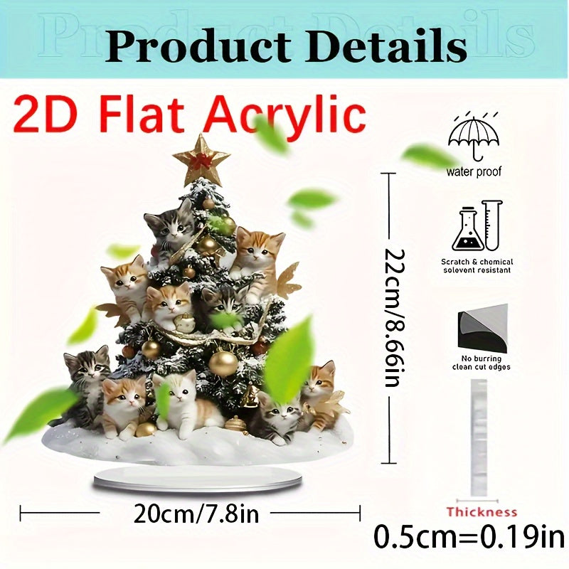 Decoración de árbol de Navidad para gatos en acrílico boho, adorno de mesa para gatitos, decoración navideña