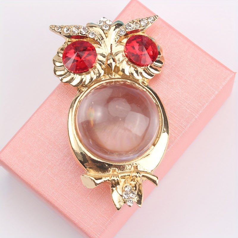 Женский брошь-сова из сплава, стеклянная галька, драгоценный камень, современный 3D-аксессуар для лацкана