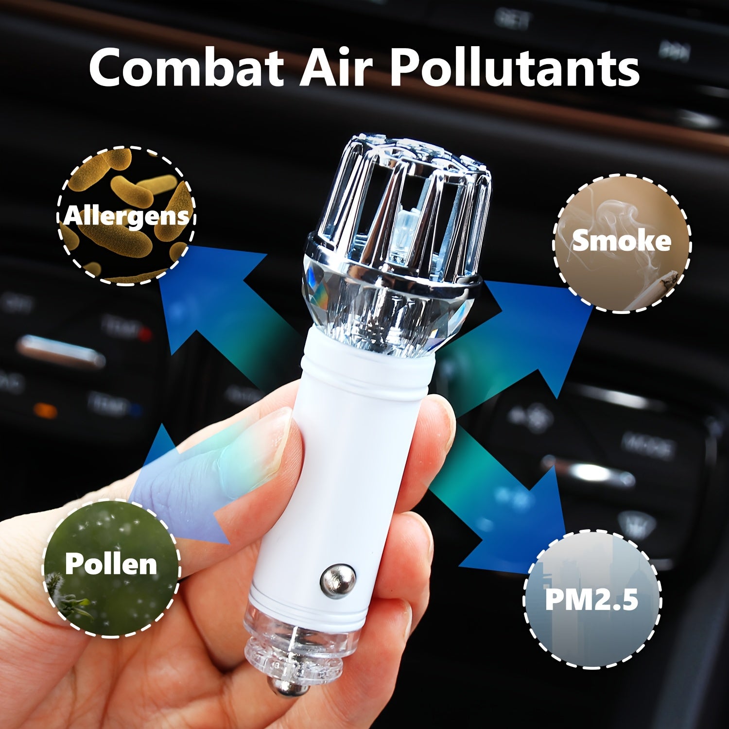Car Air Purifier Ionizer 12V Negative Ion Generator Smoke Removal Compact