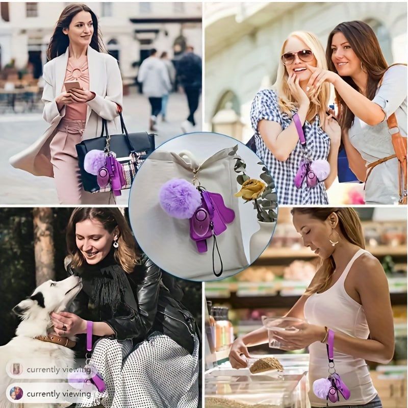 Set of 9 Women's Safety Keychains with Hand Sanitizer Holder Alarm and Floating Charm