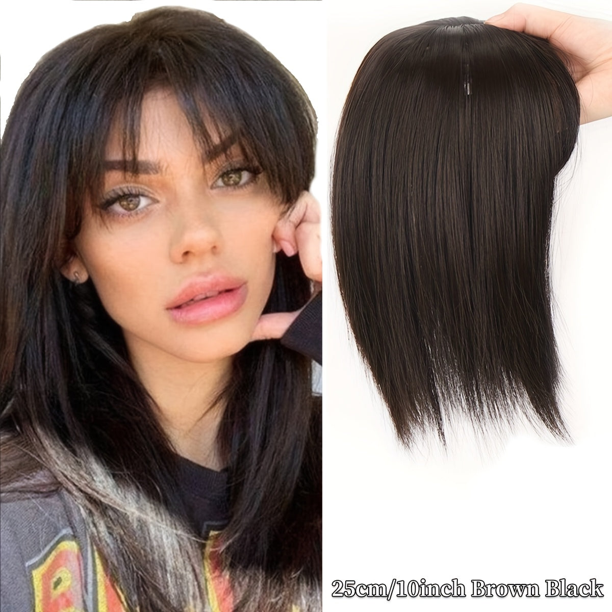 Women Straight Synthetic Clip-In Bangs Hair Extensions Natural Looking