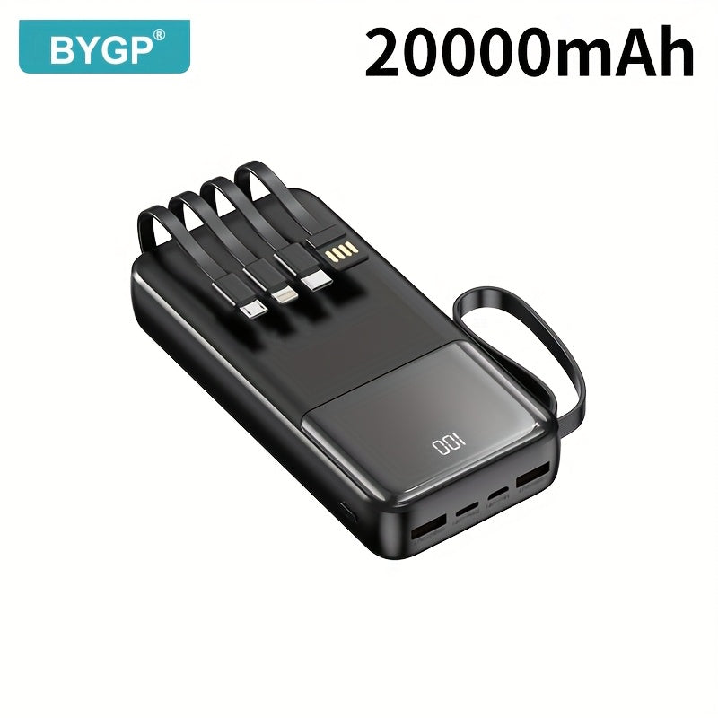 20000mAh Portable Power Bank with Fast PD20W Charging and Built-in Cables
