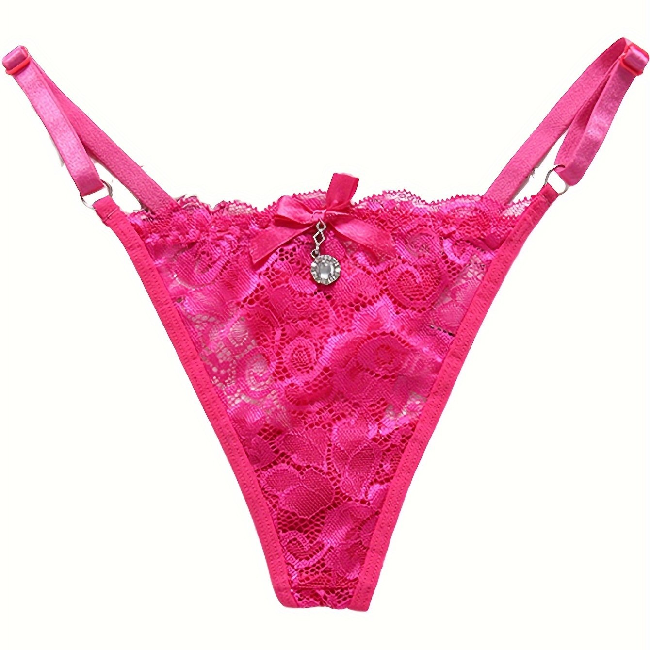 Women's Floral Lace Low Waist Thongs with Bow Tie Sexy Lingerie