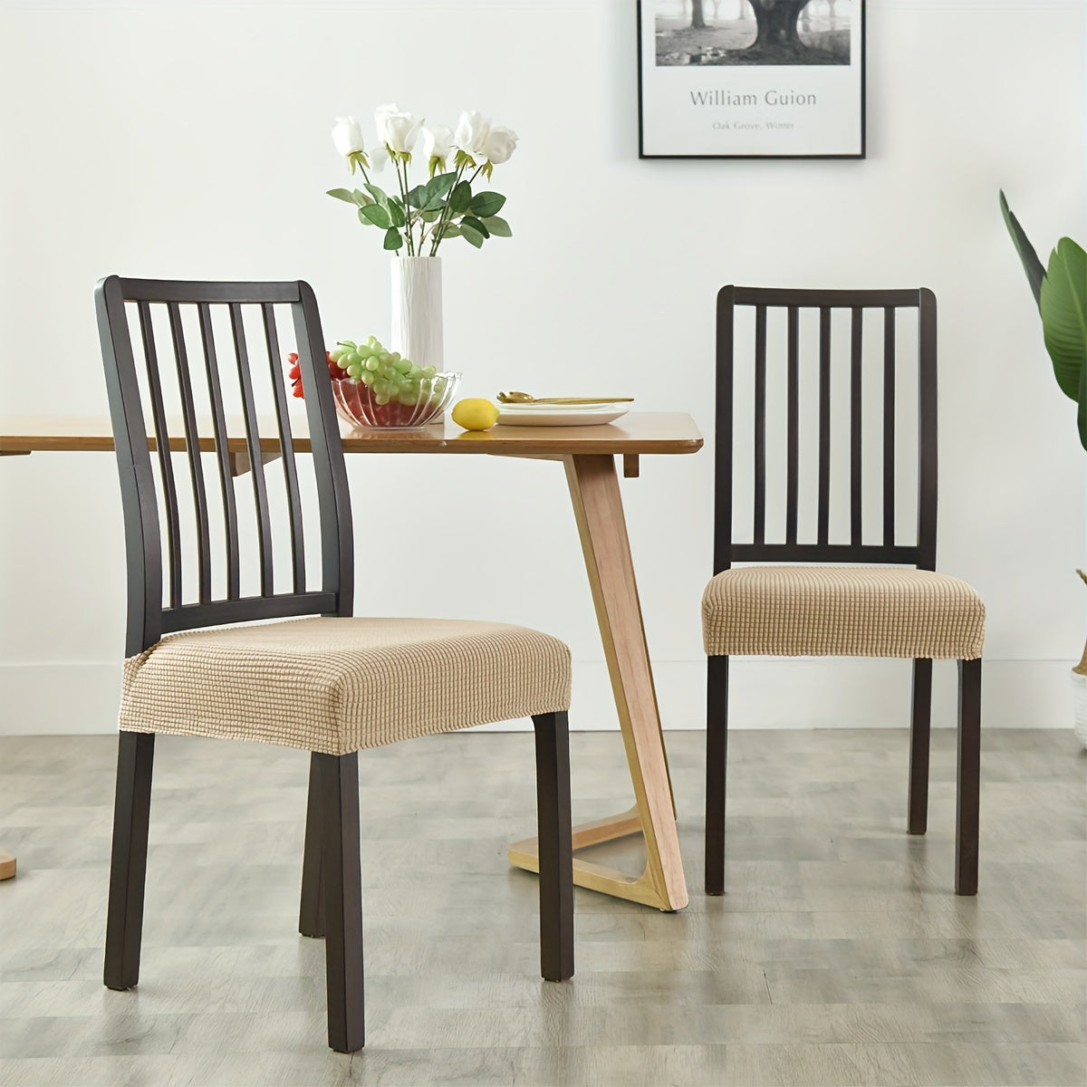 4-6 Piece Velvet Chair Covers with Elastic Headrest for Dining Chairs in Home and Hotel