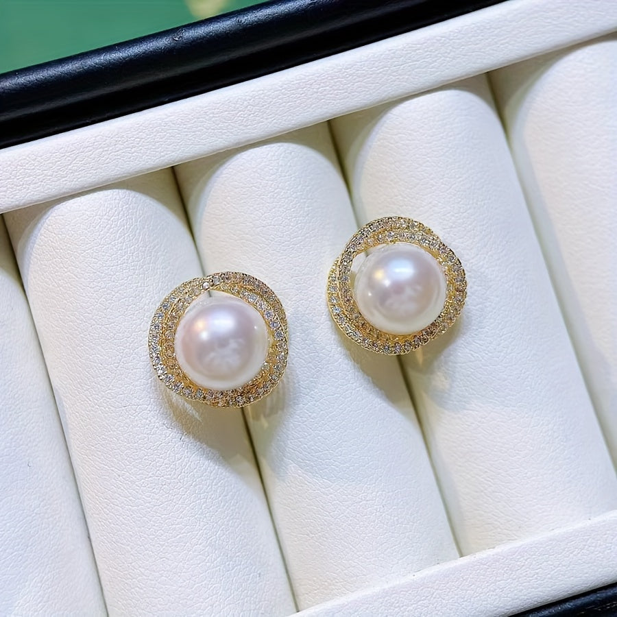 Birds Nest Jewelry Set with Freshwater Pearls Gold-Plated Necklace Ring Earrings for Women