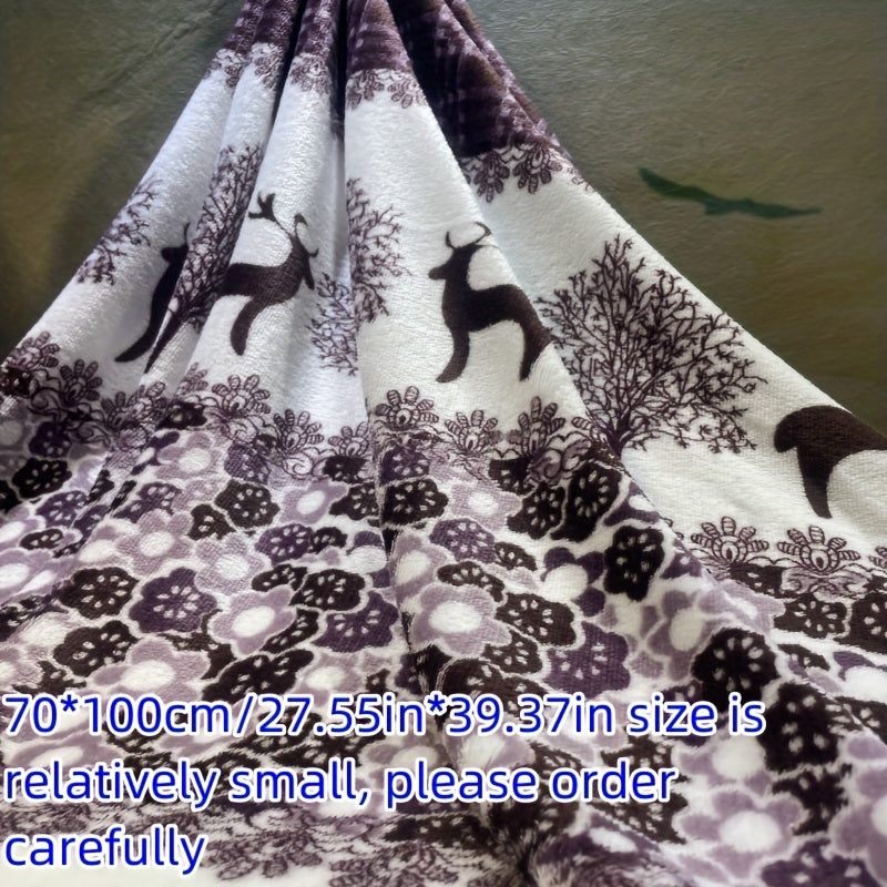 Flower Print Flannel Blanket Soft Warm Throw for Couch Bed Camping