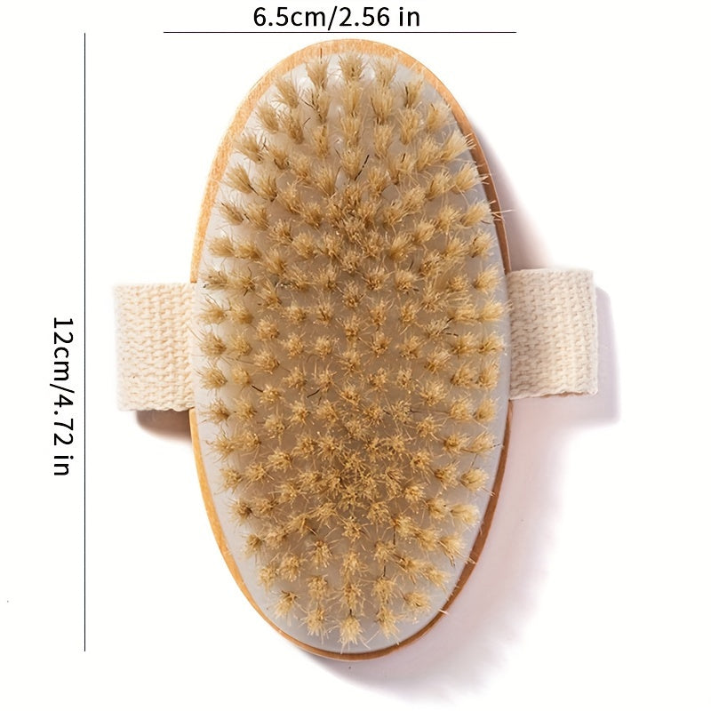 Natural Bristle Body Brush for Exfoliation Handheld Wooden Spa Massager