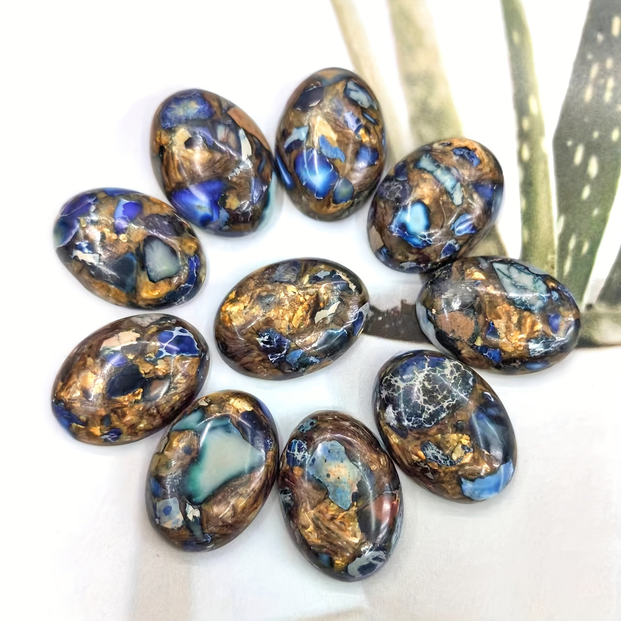 10 Pieces Bohemian Natural Oval Stones for Jewelry Making and Decoration