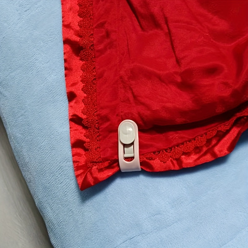 Pink Bed Sheet Clips 9 Pieces, No Needle Fasteners for Quilts and Curtains