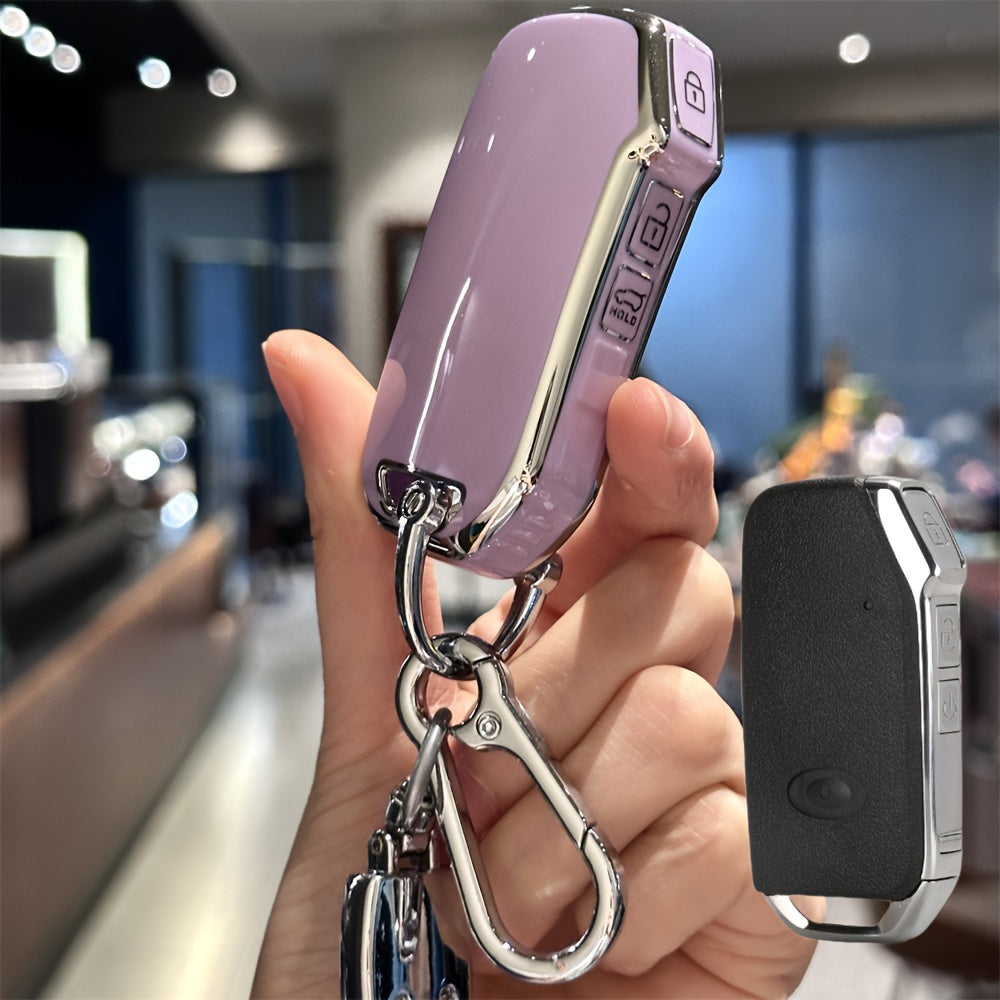 Premium TPU Car Key Case with Keychain for SUV Key Fob Cover Black