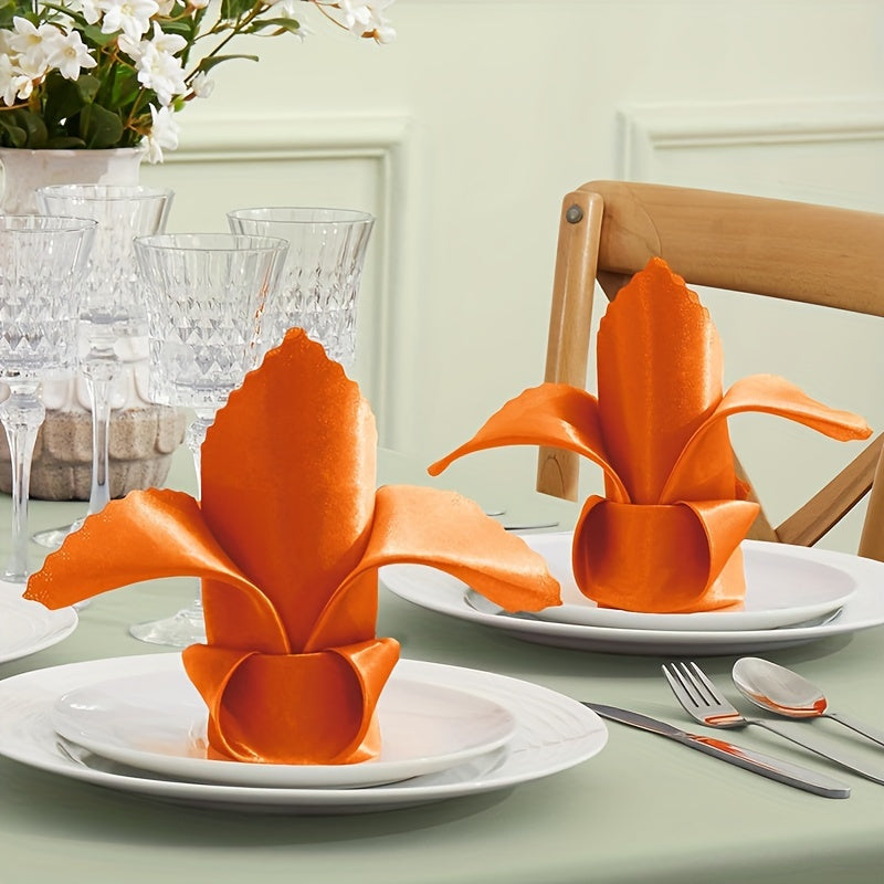 12pcs Satin Napkins and Velvet Table Runner Set 43x43cm for Wedding and Party Decor