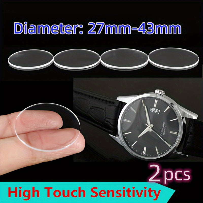 Round Watch Screen Protectors 9H Tempered Glass Bubble-Free Clear 27mm-43mm Set of 2