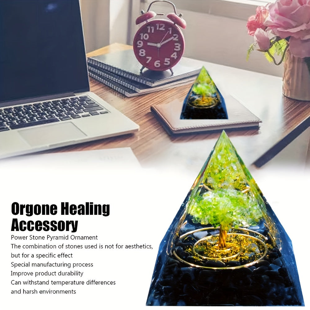 Пирамида целительной энергии с медной проволокой, дерево жизни, оргонит, инструмент для медитации с чакрами и смолистыми камнями