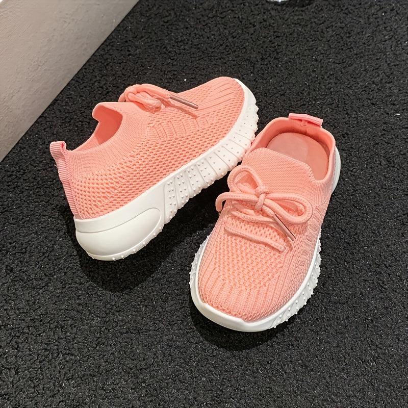 Pink Girls' Mesh Slip-On Sneakers with Bow Detail for Casual Wear in Fall Spring Summer