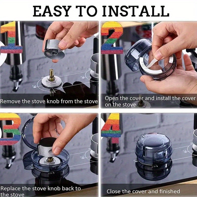 Heat-resistant gas stove knob covers black transparent safety kitchen accessory