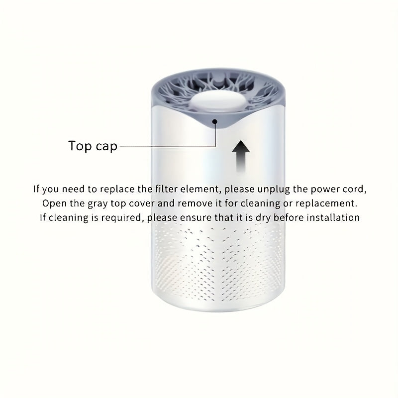 Portable HEPA Air Purifier for Home Office Dust Odor Pollen Pets USB Powered