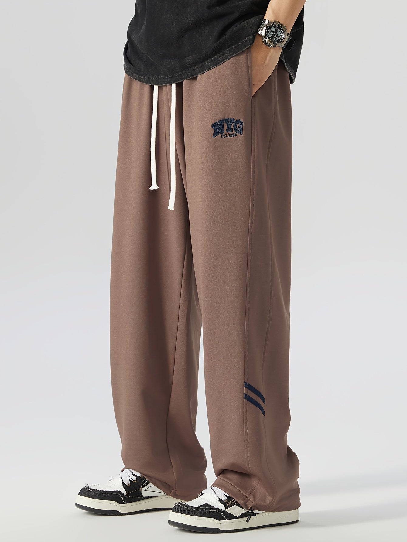 Men's Plus Size Joggers Loose Fit Geometric Knit Fabric All-Season Sports Pants