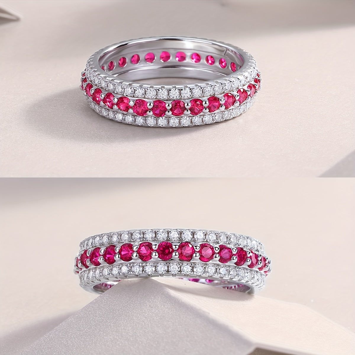 Unisex Silver Plated Moissanite Ring with Emerald Ruby Sapphire 18K Gold