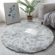 Round Light Grey Plush Rug Soft Furry Skin-Friendly Durable Decorative 1 Piece