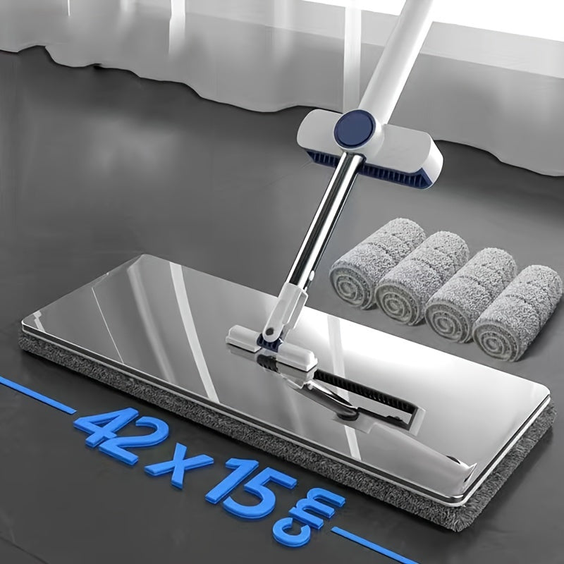 Zanglamas po'latdan yasalgan kengligi 42 sm bo'lgan tekis mopa - oshxona, hammom va yashash xonasi uchun oson tozalash - nam yoki quruq holda ishlatilishi mumkin, qo'l bilan yuvish shart emas.