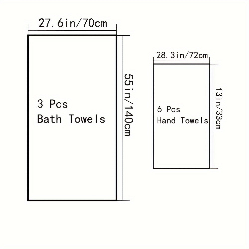 Набор полотенец из бамбукового волокна, 9 штук, быстро сохнущие, с вышивкой, для ванной и рук