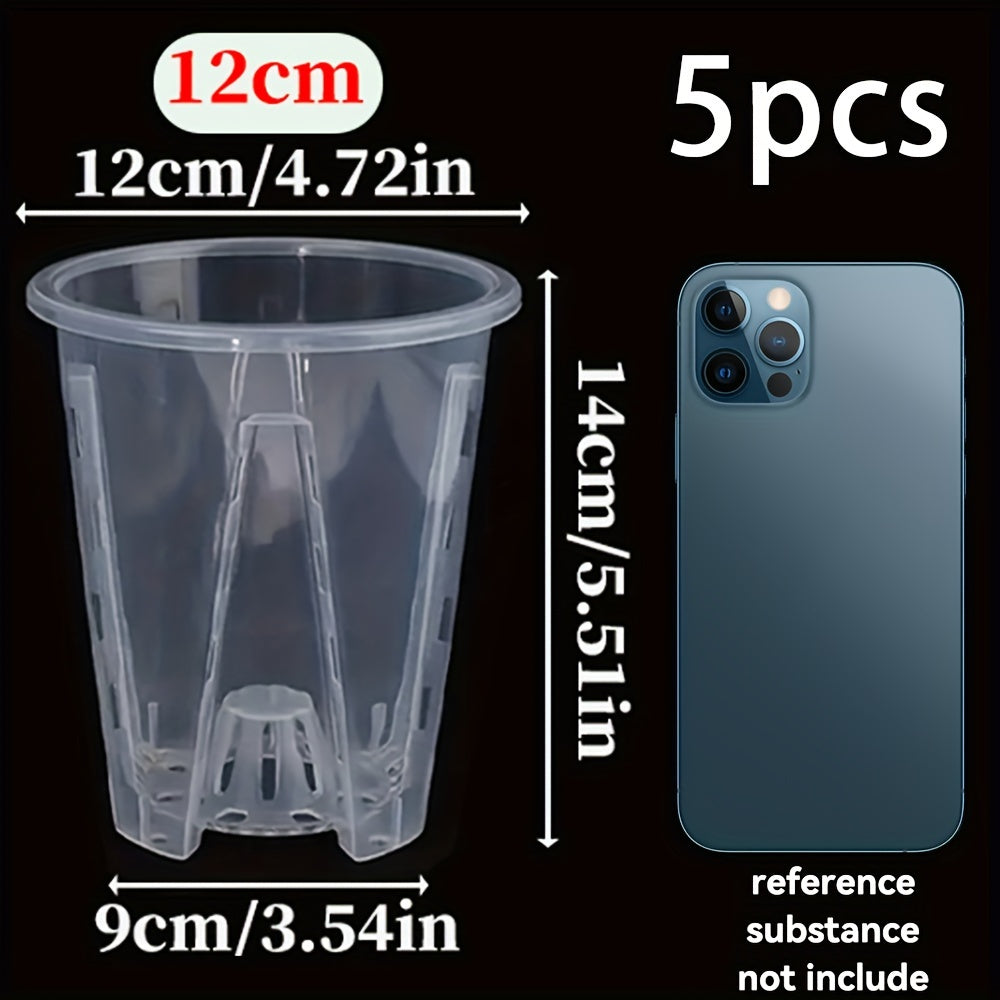 Clear Plastic Orchid Pots with Drainage Holes Pack of 5 for Indoor Outdoor Plants