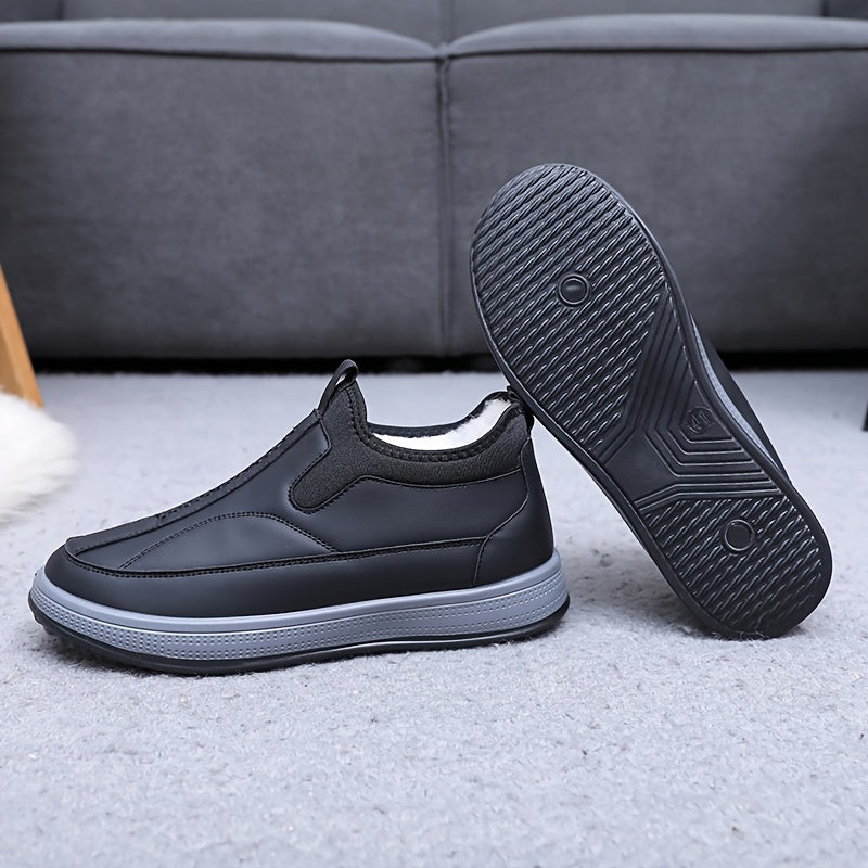 Men's Winter Snow Boots Casual Solid Color Short Slip-On Fabric Lined