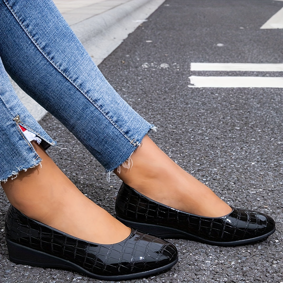 Women's Red Snake Print Mary Jane Flats Slip-On Casual Shoes