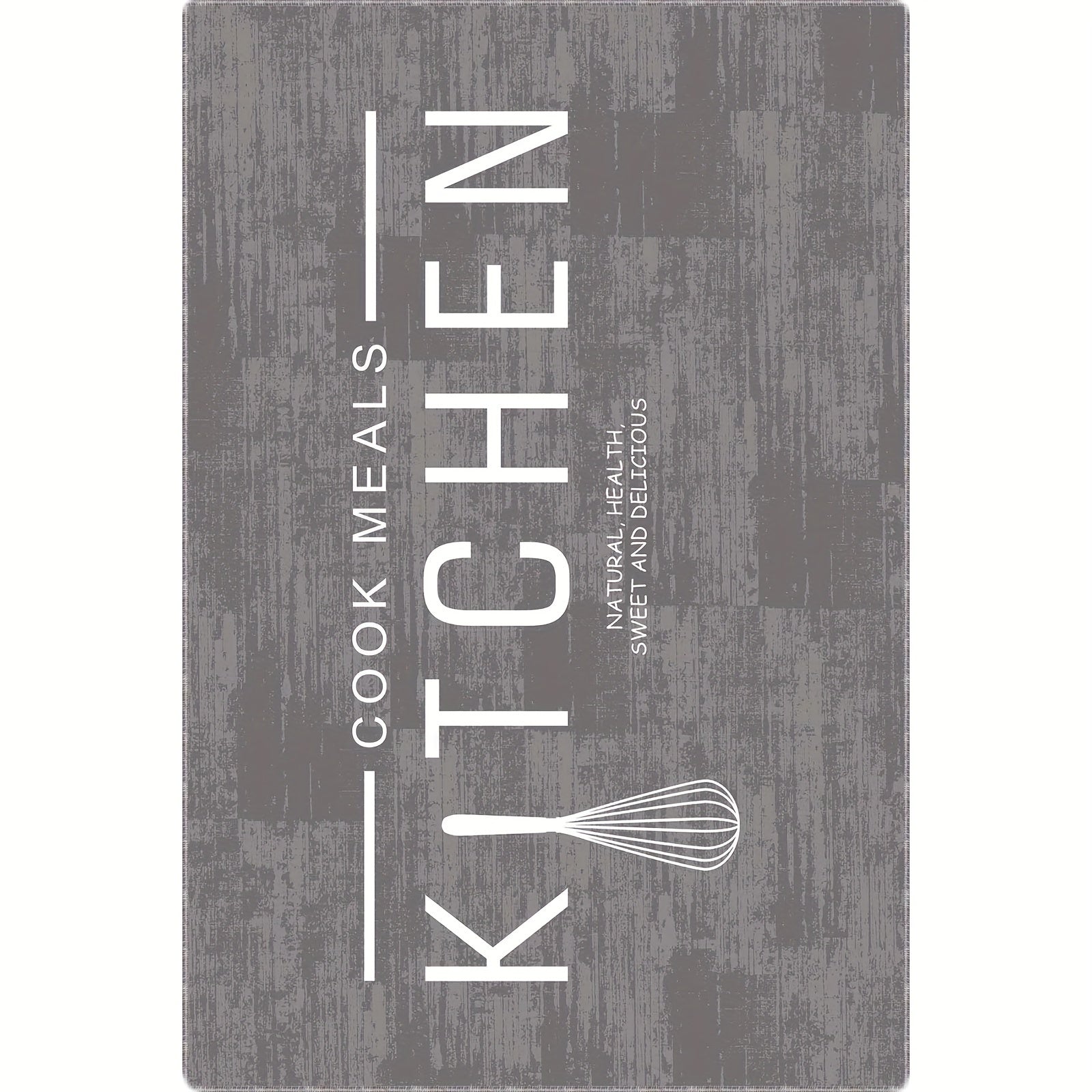 Gray Floor Mat Non-Slip Letter Print Easy to Clean for Living Room Kitchen