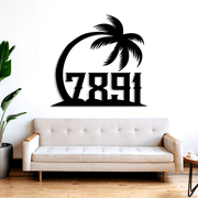 Customized Metal Sign with Palm Tree Design House Number Wall Decor