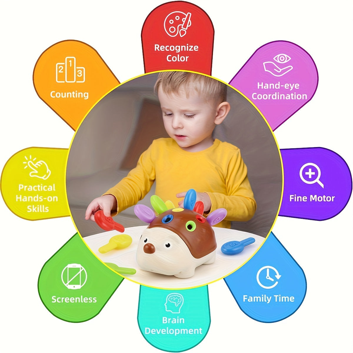 Educational Toy for 18M+ Hedgehog Splicing Plastic Focus and Hand-Eye Coordination Gift