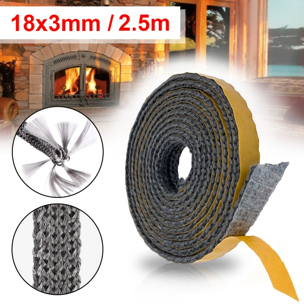 Black Self-Adhesive Glass Chimney Door Seal Tape 2.5M Fireplace Stove Gasket