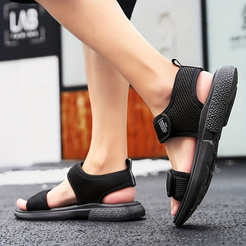 Men's Black Summer Sandals Non-slip Breathable Mesh Casual Outdoor Beach