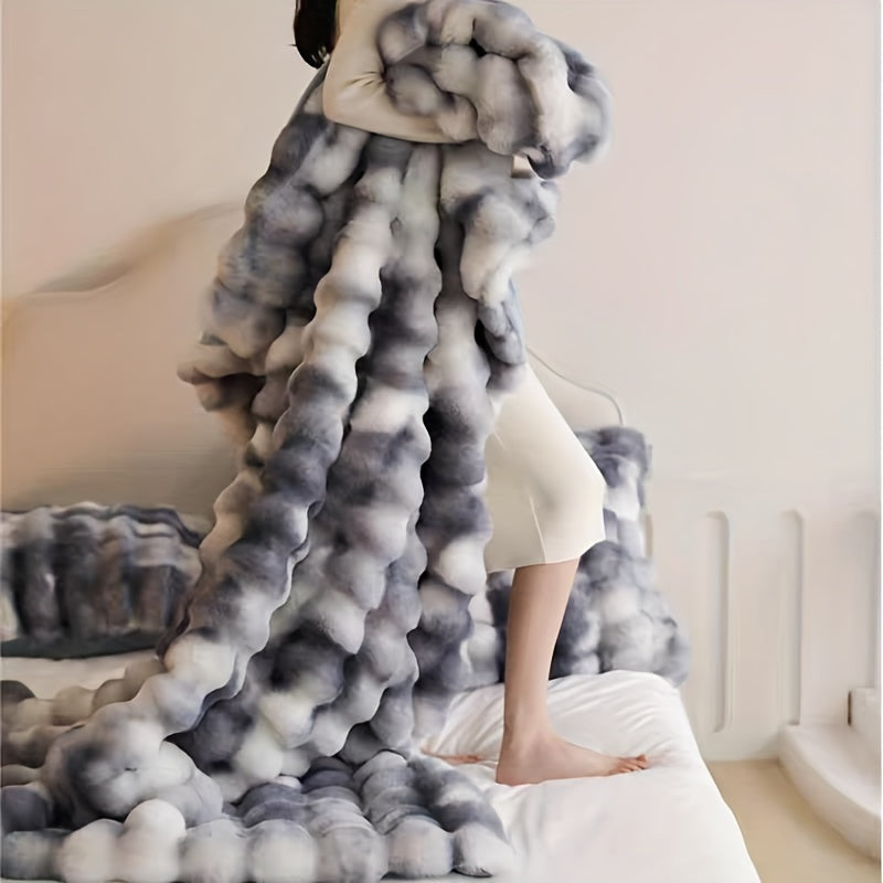 Faux Fur Blanket Soft Warm All-Season for Bedroom Office Travel and Home Decor