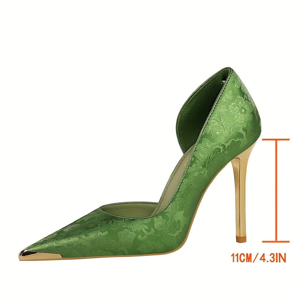 Women Green High Heels Stiletto Pointed Toe Pumps for Formal Events