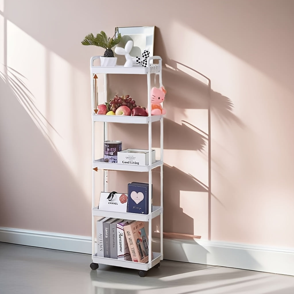 Rolling Plastic Utility Cart with Wheels, Multi-Tier Storage for Office Kitchen Living Room