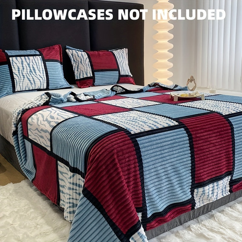 Yumshoq va qulay plush ko'rpa, plaid naqshiga ega, sayohat, divan, yotoq va uy bezatish uchun mukammal.