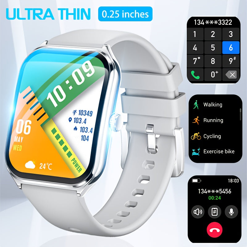 Ultra-Thin AMOLED Smartwatch with Wireless Calling Fitness Tracker Water-Resistant Silicone Strap