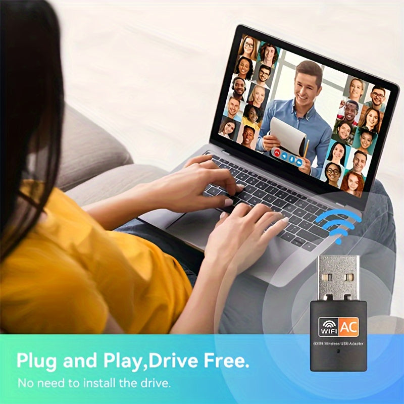 600Mbps Ikki bantli USB WiFi adapteri Windows 8 va Mac OS uchun