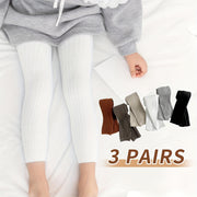 Baby Girls' Knit Leggings 3-Pack Polyester Spandex All-Season Toddler Tights