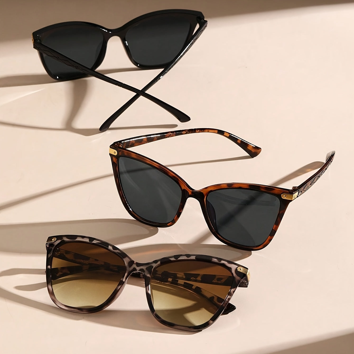 Women’s Boho Cat Eye Glasses 3-Pack Polycarbonate Frames Anti-Reflective Lenses