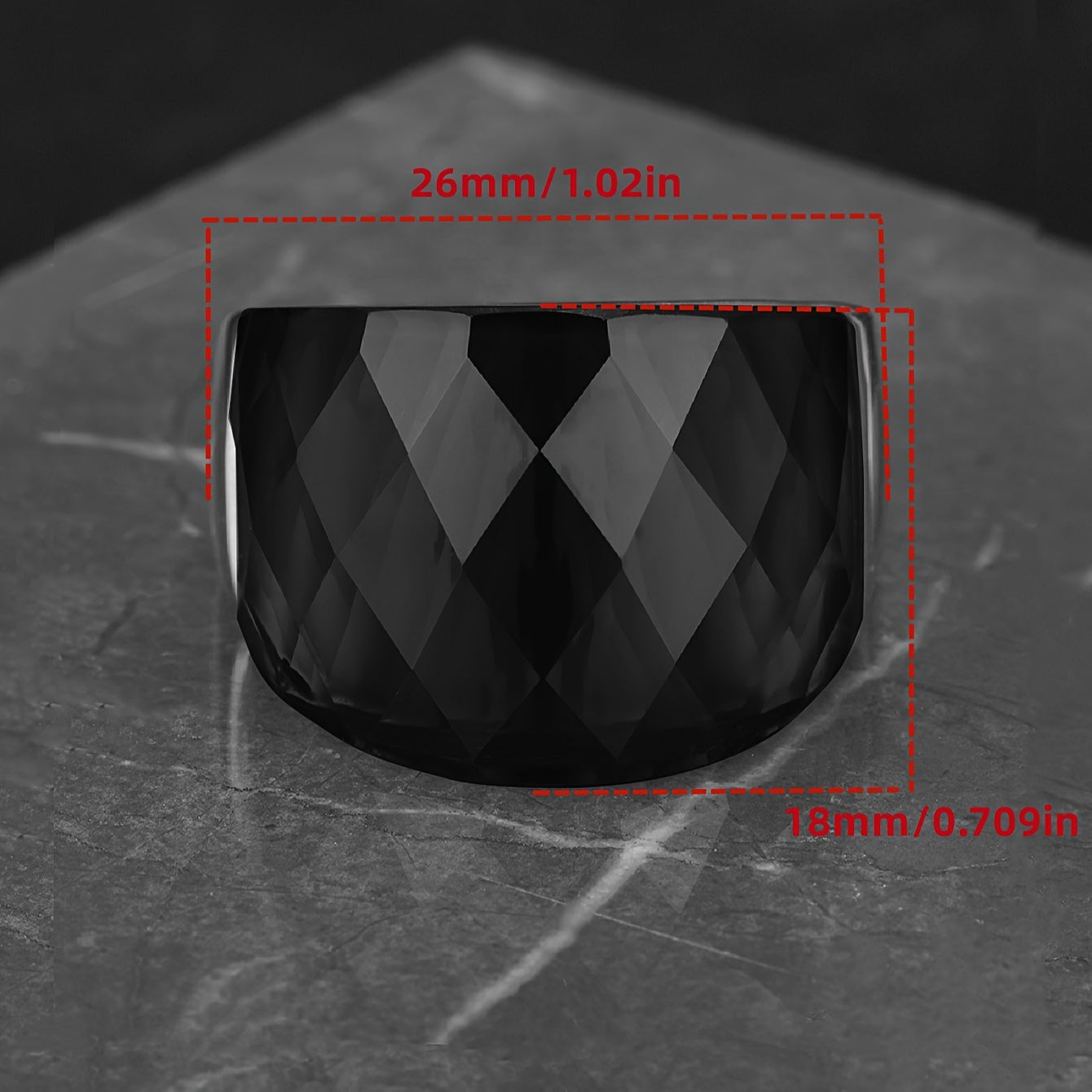 Stainless Steel Ring with Black Synthetic Stone for Men and Women