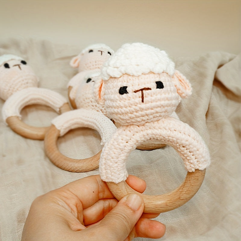 Baby Crochet Sleep Rattle Toy Soft Knit Animal Doll for Soothing and Chewing