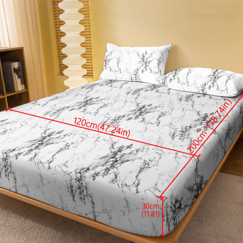 Приталенная простыня с мраморным принтом, глубокий карман, постельное белье для спальни