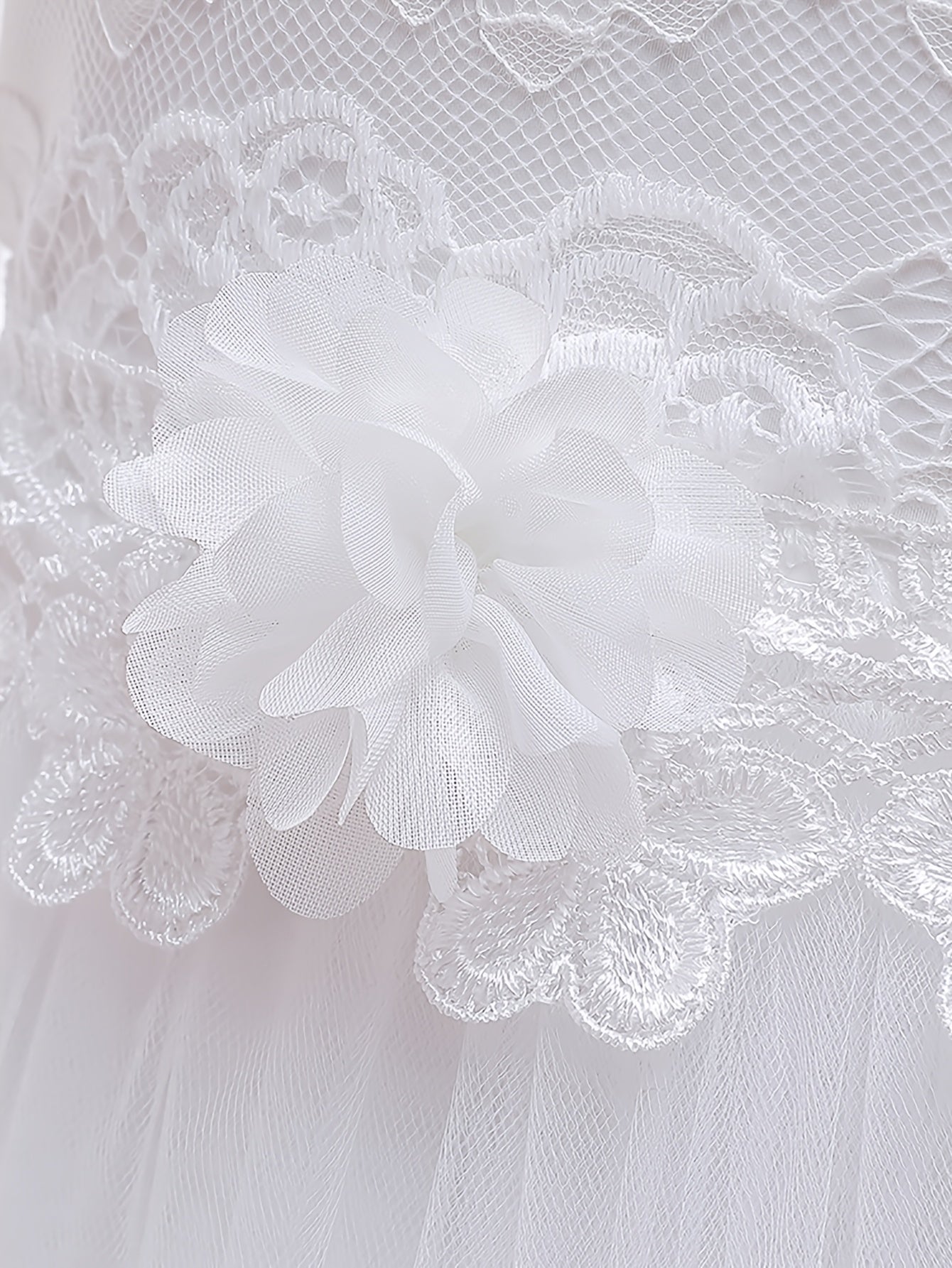 Girls' Long Sleeve Lace Dress with Pearl Embellishments and Bow Waist for Weddings and Parties