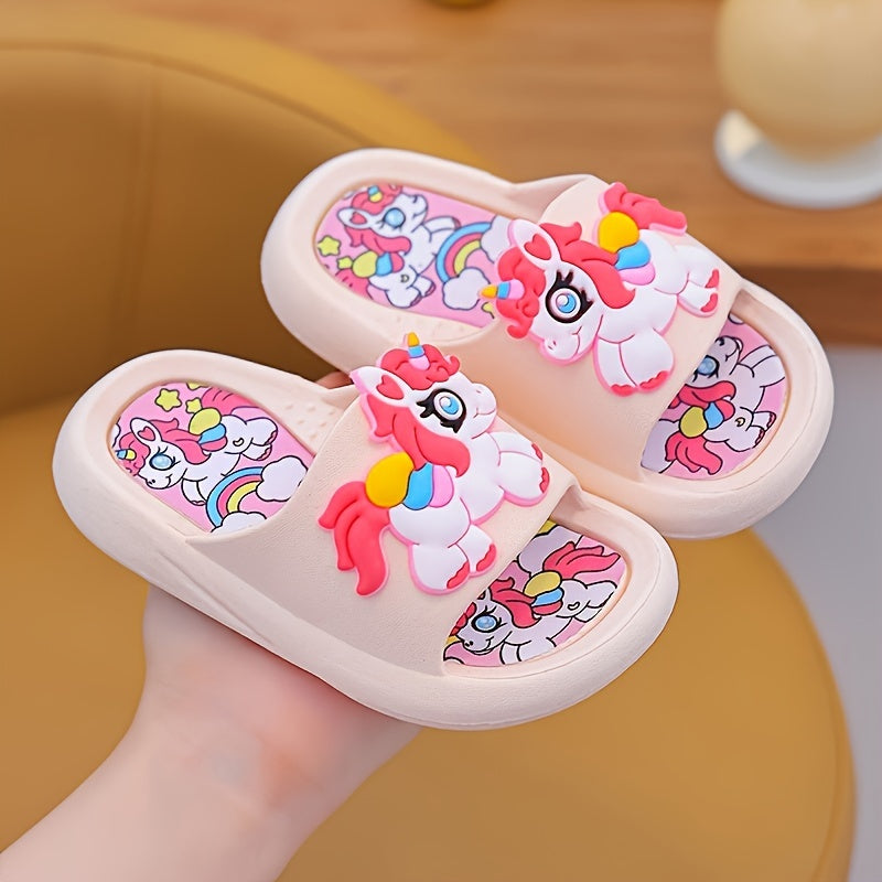 Kids' All-Season Cartoon Slippers for Boys and Girls Non-Slip Breathable PVC
